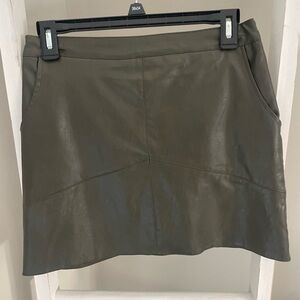 Green faux leather mini skirt